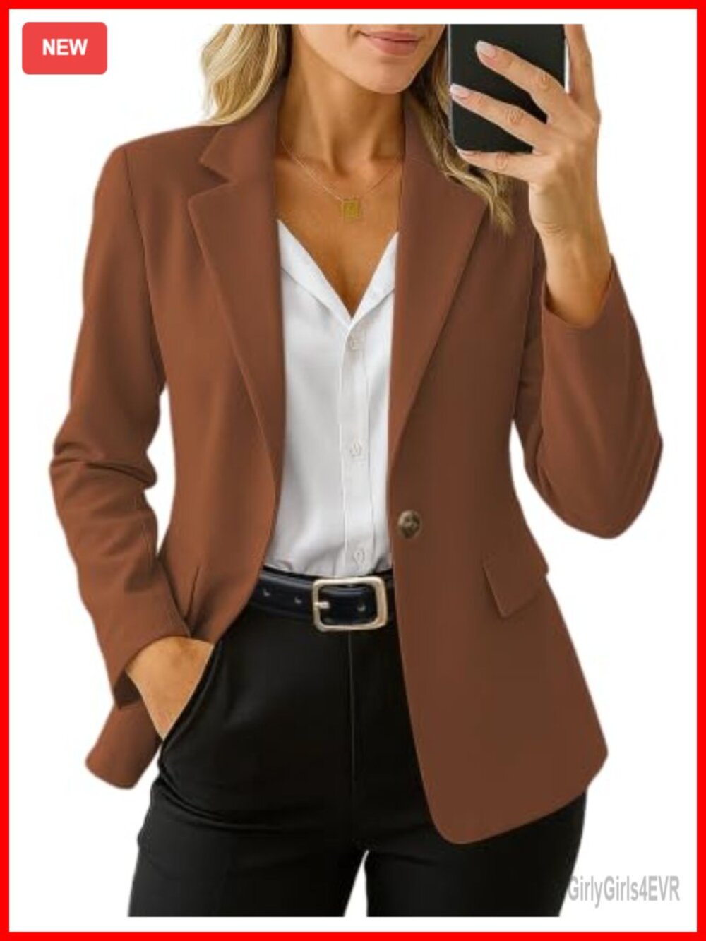 Women's Long Sleeve Blazer Notch Lapel Business Casual Suit Jacket